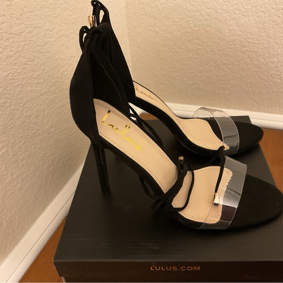 Lulus Womens Ledah Black Open Toe Lace Up Stiletto Gladiator Heels Size 8 - Picture 2 of 11